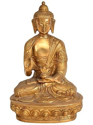 8" Tibetan Buddhist Deity Healing Buddha In Brass | Handmade | Made In India