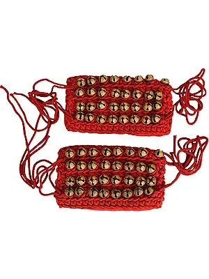 Pair of Two Ghungroos (4 Line Red Cloth Pad Ghungroos)