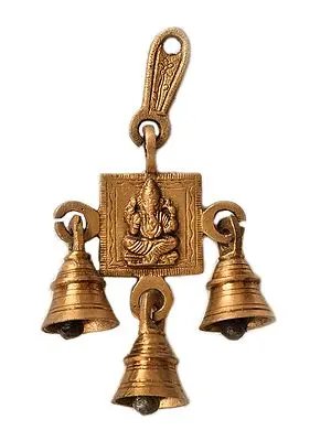 6" Ganesha Hanging Bells in Brass | Handmade | Made in India