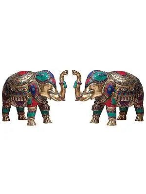 Pair of Superbly Decorated Elephants