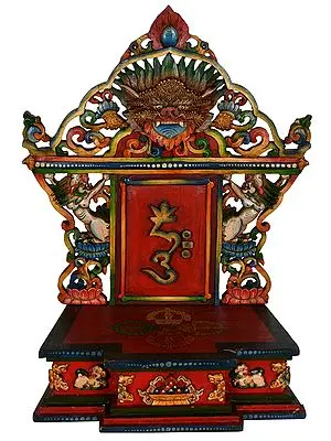 (Made in Nepal) Tibetan Buddhist OM Deity Throne