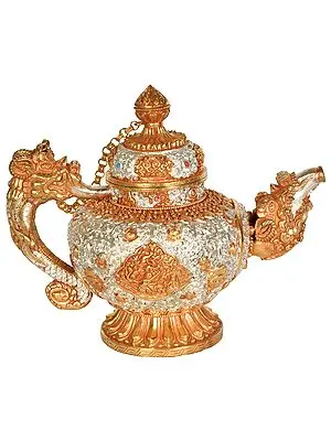 Tibetan Buddhist Ritual Kettle Embossed With Four Harmonious Brothers (Made In Nepal)