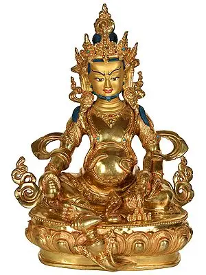 Tibetan Buddhist Deity Kubera - Copper Statue from Nepal