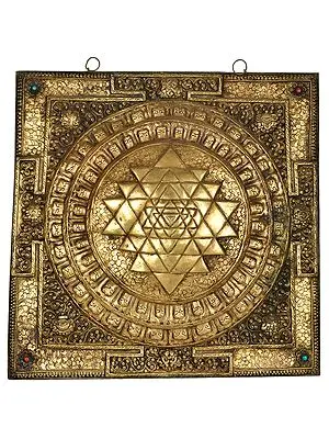 Large Size Shri Yantra - Tibetan Buddhist Wall Hanging from Nepal