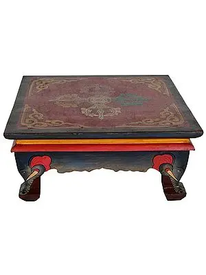 Tibetan Buddhist Ritual Pedestal with Double Dorje