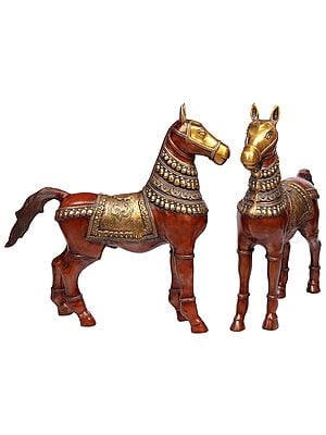 20" Pair of Horses | Brass | Handmade | Made In India
