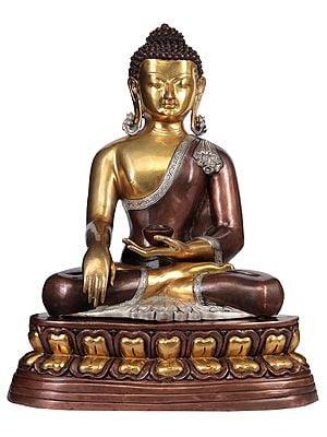 24" Lord Buddha in Earth Touching Gesture (Tibetan Buddhist) In Brass | Handmade | Made In India