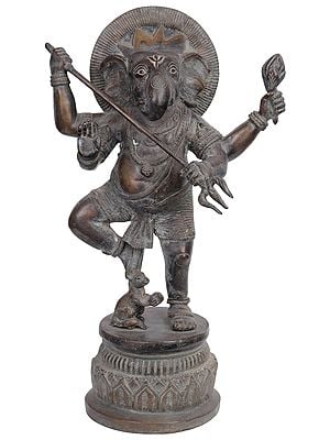 12" Warrior Ganesha In Brass | Handmade | Made In India