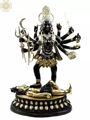 43" Goddess Kali - Large Size In Brass | Handmade | Made In India