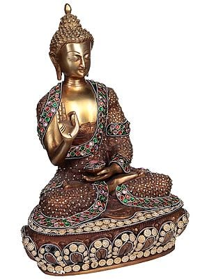 16" Lord Buddha Preaching His Dharma In Brass | Handmade | Made In India