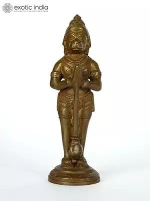 5" Lord Hanuman Statue In Brass | Handmade | Made In India