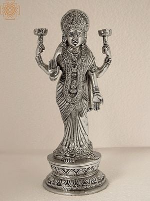 Goddess Lakshmi Wearing a Saree in the Contemporary Style In Brass | Handmade | Made In India
