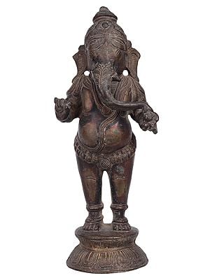 9" Standing Baby Ganesha In Brass | Handmade | Made In India