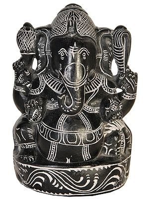 Lord Ganesha Katappa Stone Statue Crafted in Mahabalipuram