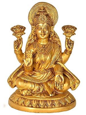 8" Goddess Lakshmi Brass Sculpture | Handmade | Made in India