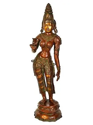 44" Large Size Goddess Lakshmi In Brass | Handmade | Made In India