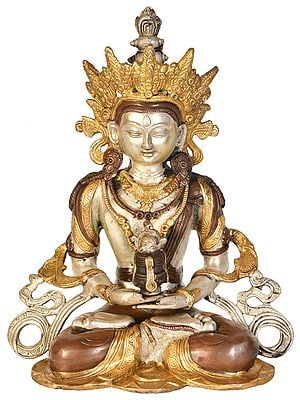 14" Tibetan Buddhist Deity Amitabha The Buddha of Infinite Life In Brass | Handmade | Made In India