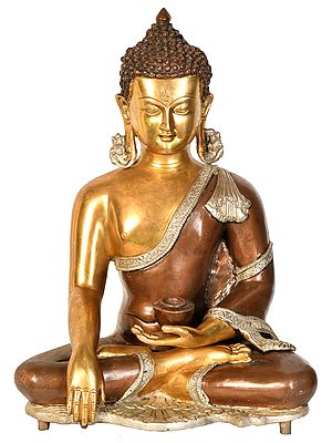 15" Lord Buddha in Bhumisparsha Mudra In Brass | Handmade | Made In India