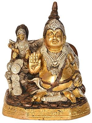 6" Kubera with His Consort Lakshmi In Brass | Handmade | Made In India