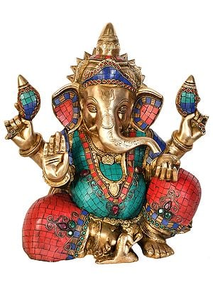 13" Ashirwad Ganesha In Brass | Handmade | Made In India