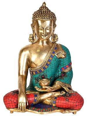 15" Buddha in Earth Touching Gesture (Tibetan Buddhist) In Brass | Handmade | Made In India