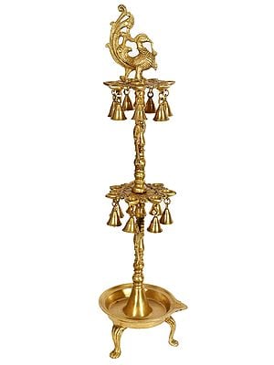 Large Size Peacock Lamp with Bells