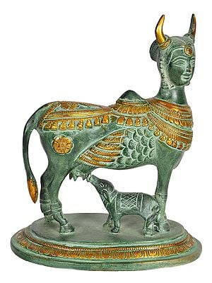 8" Celestial Cow Kamadhenu In Brass | Handmade | Made In India