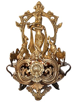 15" Krishna Urli in Brass | Handmade | Made in India