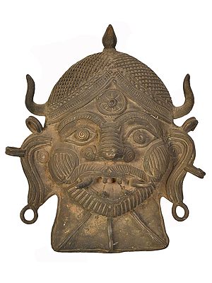 8" Devil Mask In Brass | Handmade | Made In India