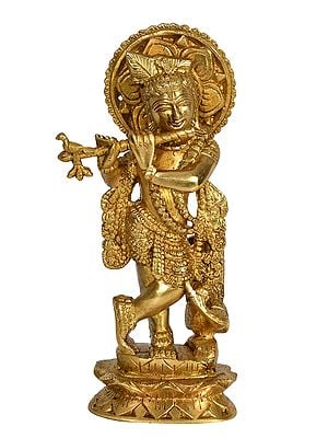 9" Krishna In Brass | Handmade | Made In India