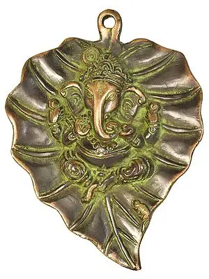 8" Ganesha on Pipal Leaf (Wall Hanging) In Brass | Handmade | Made In India