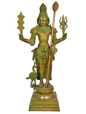 36" Karttikekya - The Warrior Son of Shiva In Brass | Handmade | Made In India