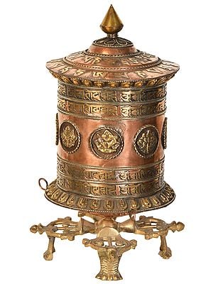 Tibetan Buddhist Prayer Wheel with Auspicious Mantras -Made in Nepal