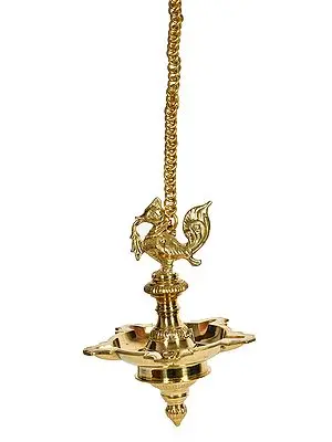 Five Wicks Roof Hanging Peacock Lamp