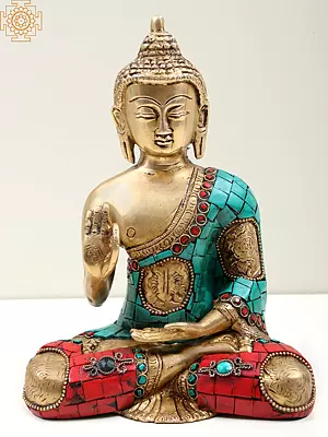 7" Blessing Buddha - Tibetan Buddha In Brass | Handmade | Made In India