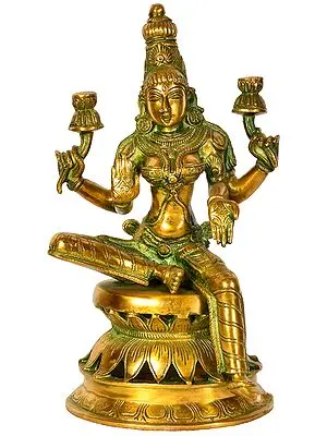 12" Lakshmi Ji - Goddess of Fortune and Prosperity In Brass | Handmade | Made In India