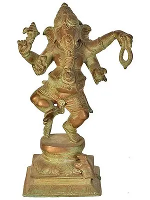 9" Dancing Ganesha In Brass | Handmade | Made In India