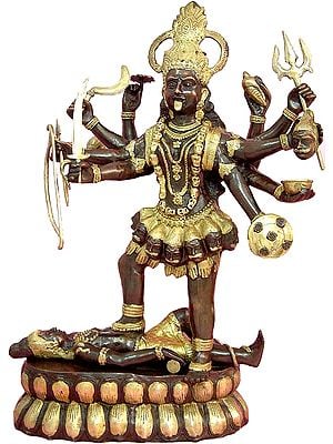 33" Large Size Goddess Kali In Brass | Handmade | Made In India