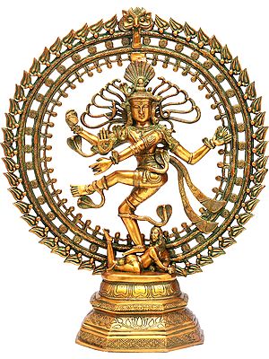 31" Nataraja Brass Idol – Stable as the Universe with Gyrating Galaxies | Handmade Masterpiece