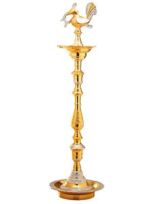 34" Large Size Mayura Lamp In Brass | Handmade | Made In India