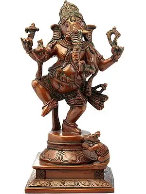 13" Nritya Ganesha In Brass | Handmade | Made In India