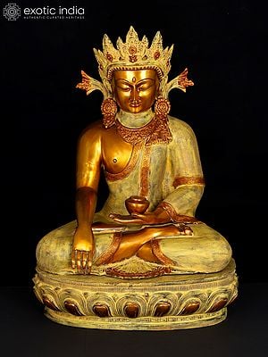 26" Crowned Buddha In Brass | Handmade | Made In India