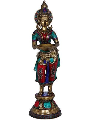 28" Large Size Deepalakshmi In Brass | Handmade | Made In India