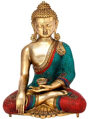 19" Tibetan Buddhist Lord Buddha in Earth Touching Gesture In Brass | Handmade | Made In India