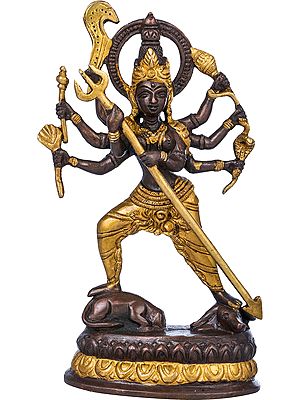 7" Astabhujadhari Durga Brass Statue – Fierce Protector Against Adharma | Handmade in India