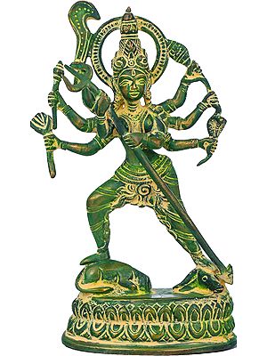 7" Astabhujadhari Durga Brass Statue – Fierce Protector Against Adharma | Handmade in India