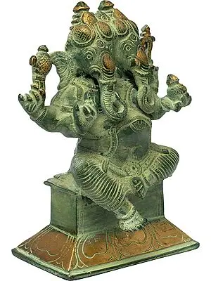 5" Two-Headed Ganesha (Rare Presentation) in Brass | Handmade | Made In India