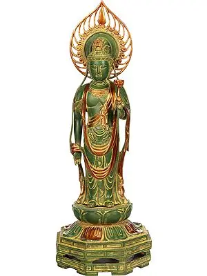 23" Kuan Yin, The Japanese Form Of Padmapani Avalokiteshvara In Brass | Handmade | Made In India