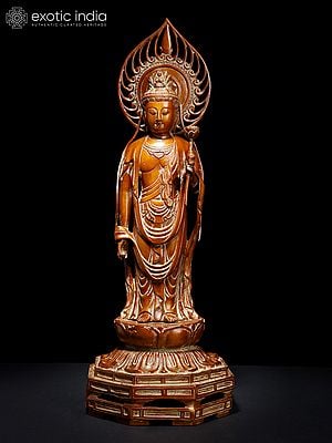 23" Kuan Yin, The Japanese form of Padmapani Avalokiteshvara | Handmade Brass Statue | Made in India