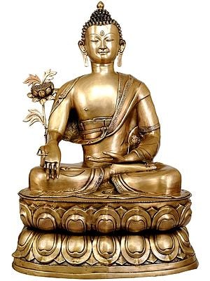 36" Tibetan Buddhist God Large Size  Buddha Who Grants Succor From Both Spiritual and Physical Sickness In Brass | Handmade | Made In India
